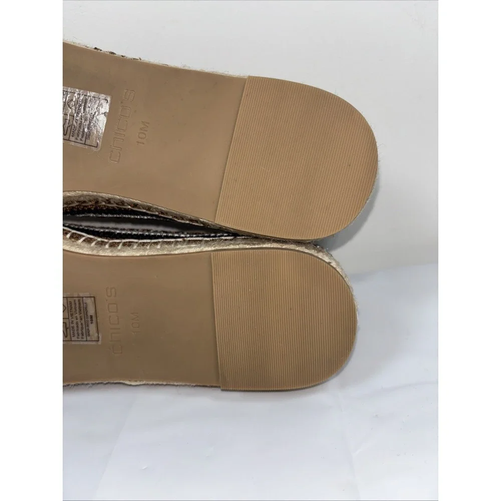 Chico's Giada Deco Womens 10M Espadrille Flats Nude Crochet Slip On Coastal Chic